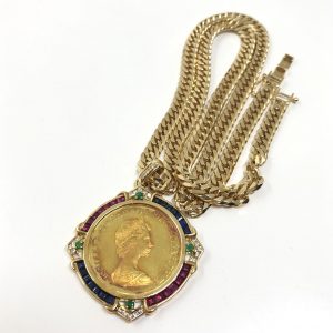 K18ネックレス　K24コイントップ付き